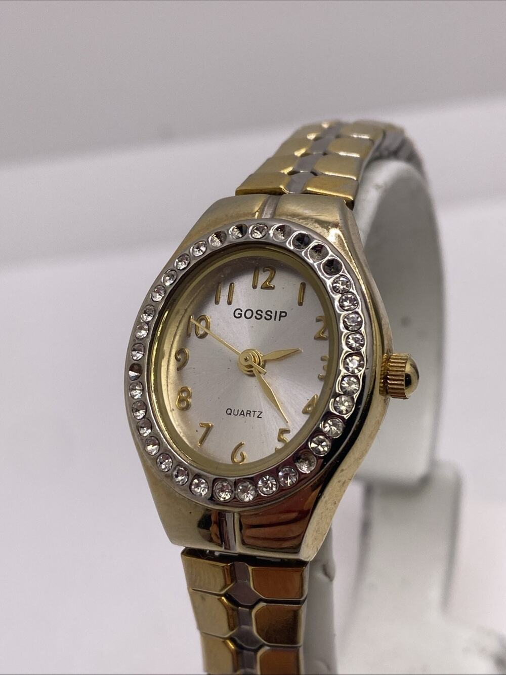 Vintage Gossip Womens Gold Tone Rhinestone Watch New Battery